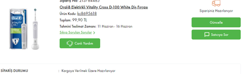 Oral-B Elektirkli Vitality Cross D-100 White Diş Fırçası 99 TL