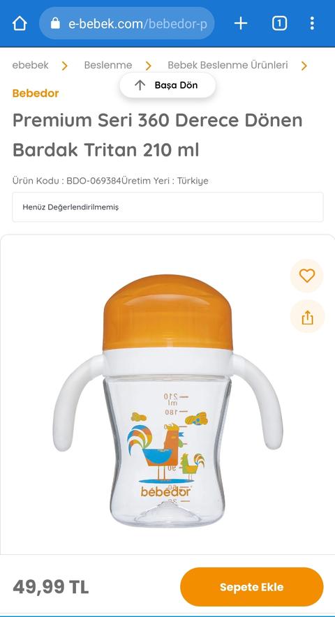 Bebedor Premium Seri 360 Derece Dönen Bardak Tritan 210 ml 50TL