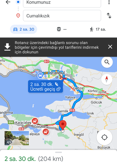 İstanbul- Bursa Yol ücreti