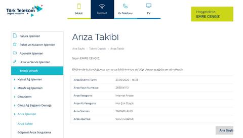23/09/2020 tarihinden beri Türk Telekom fiber internetim arızalı  0,10mbit hıza 140 tl ödemek!!