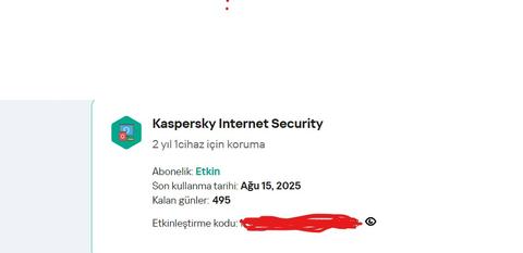 Kaspersky 3 Bilgisayar 1 yil lisans 18 TL