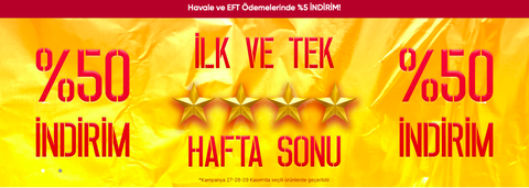 GSSTORE İlk ve Tek Hafta Sonu %50 İndirim