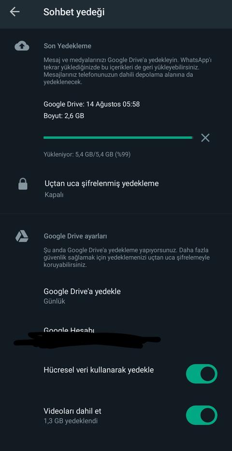 WhatsApp Yedekleme Yapmıyor