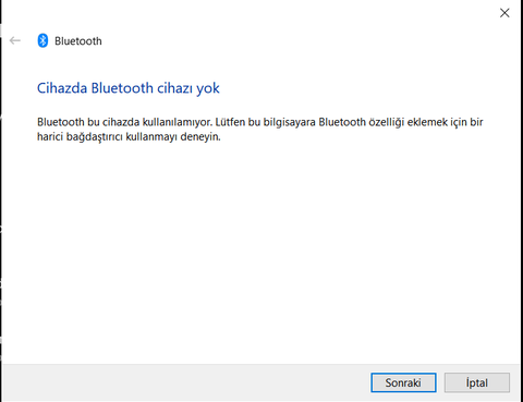Bluetooth kayboldu