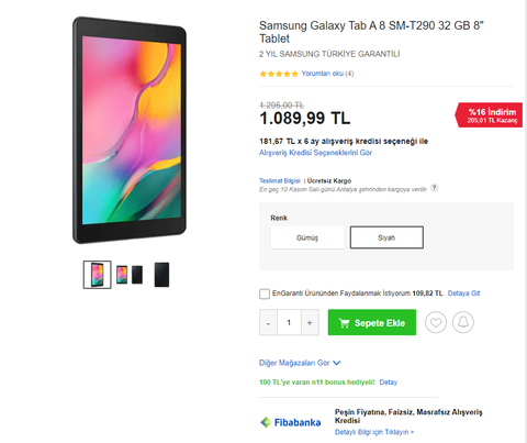 Samsung Galaxy Tablet SM T-290 - 1089TL