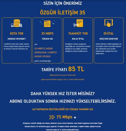 ADSL den 35MB pakete geçiş