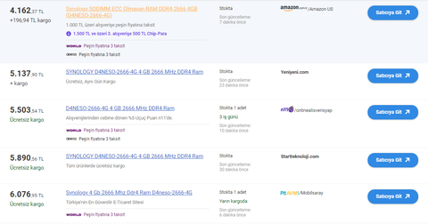 Synology D4NESO-2666-4G ECC NAS RAM 591 TL + KDV