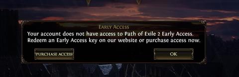 Path of Exile 2 erken erişim hatası