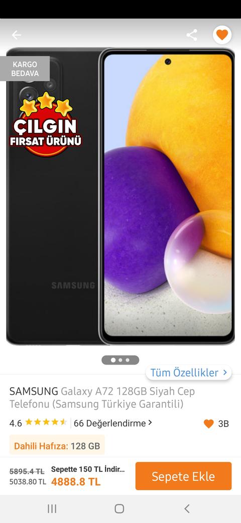 Trendyol Samsung Galaxy A72 4888 TL