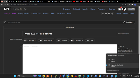 windows 11 dil klavye sorunu