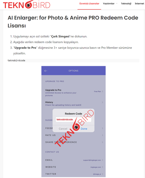 AI Enlarger: for Photo & Anime İçin PRO Kupon kodu