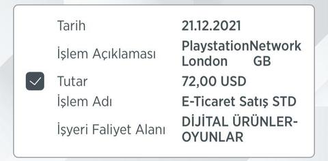 Ps store kartımdan Dolar olarak çekti