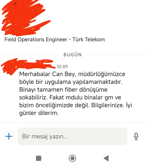 FTTB altyapımı FTTH yapmak üzere girişimlere başladım. Müdürlük Onay Vermedi :/