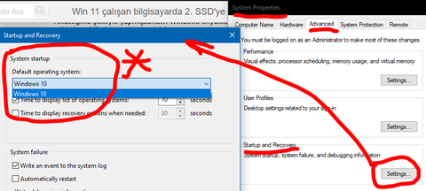 Win 11 çalışan bilgisayarda 2. SSD'ye Win 10 kurup etkinleştirme