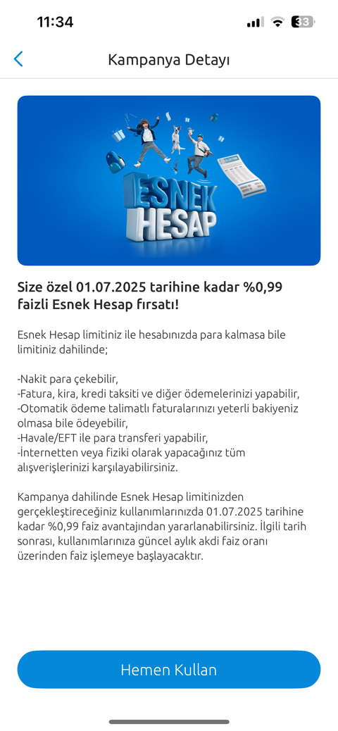 Yapıkredi Esnek Hesap 0.99 Faiz Kampanyası
