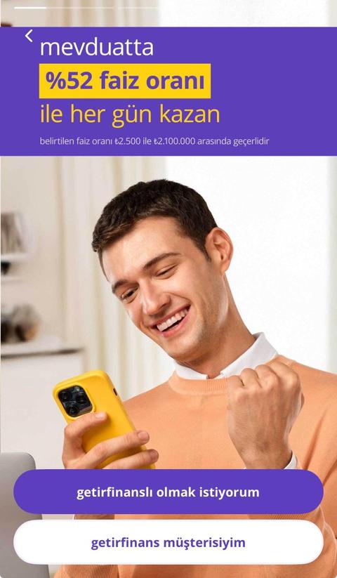 GETİR FİNANS - %43 günlük faiz - Aidatsız kk