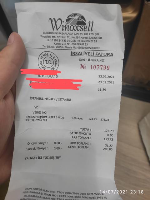 İhtiyaç Fazlası Eneos 0w20 Motor Yağı