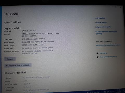 ACER LAPTOP RAM BİOSTA VAR AMA BELLEKTE ÇALIŞMIYOR