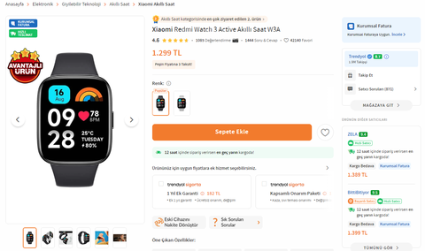 Redmi Watch 3 Active 1259₺