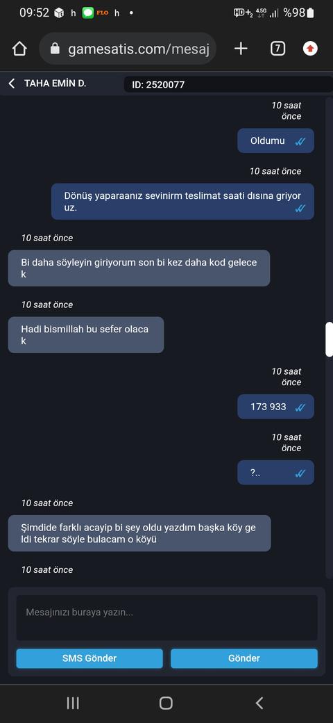 Gamesatışta yaşadığım durum.