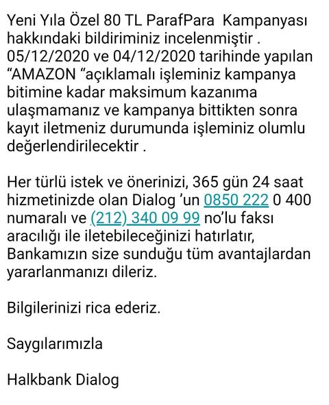 Paraf Yılbaşı ikinci alışverişe 20 toplam 80 Lira Paraf