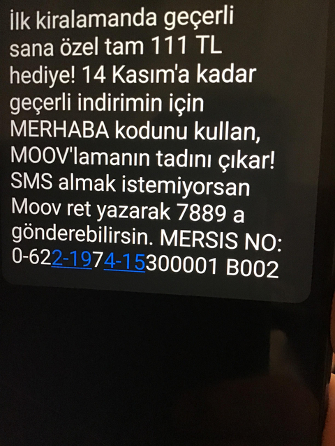 Moov ARABA KİRALAMA ilk kullanım 111tl indirim son gün 14 Kasım