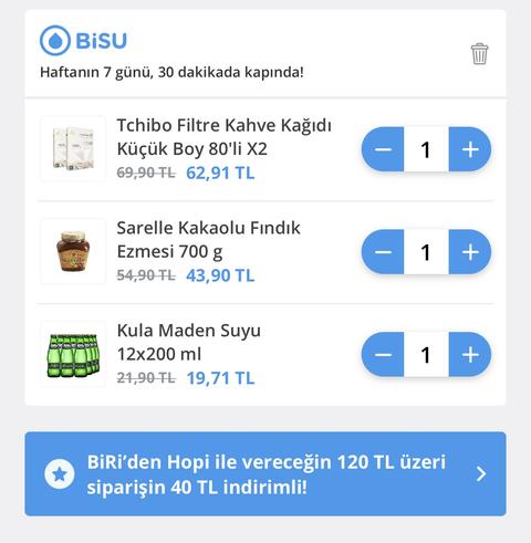 BiSu Hızlı Market 120TL/40TL İndirim+(20TL MAXIPUAN)