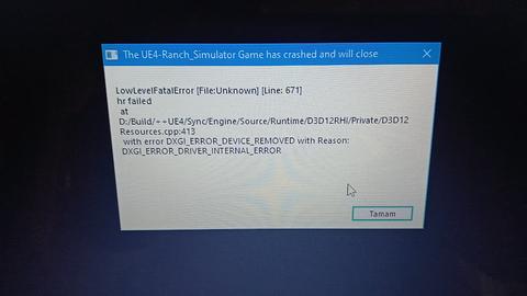 LowLevelFatalError Unreal Engine 4 hatası