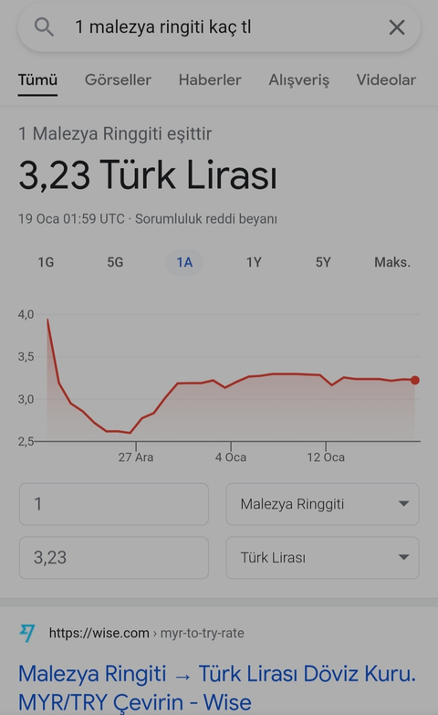 Malezya ringitti VS Turk Lirası