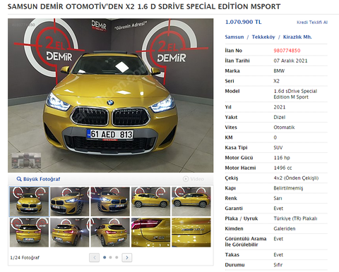 BMW X2 DİZEL M SPORT X