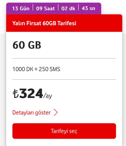 Vodafone dan Yalın Fırsat Tarifeler! Son Geçiş Tarihi 5 Mart! 60 GB 324₺