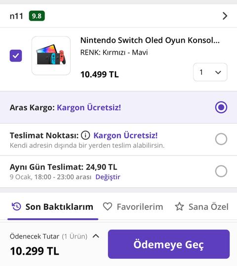 Nintendo Switch OLED Oyun Konsolu 10.299 TL