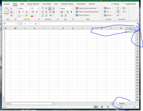 excel her yeni belge açtığımda sağdan sola sabit geliyor