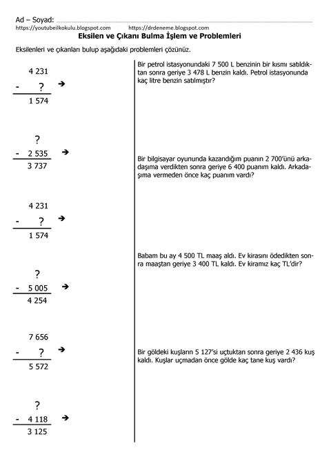 YOUTUBE İLKOKULU 1250'DEN FAZLA MATEMATİK ETKİNLİK VE TESTLERİ