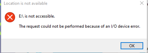 USB flash bellek "E:\ is not accesissble" hatası