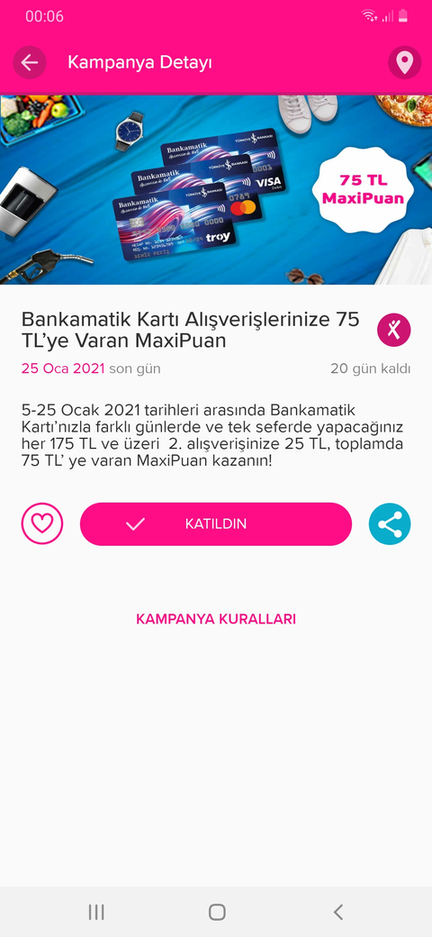 Maksimum bankamatik 75 tl ye varan maxipuan$ (OCAK AYI)