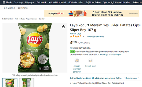 Lay's Yoğurt Mevsim Yeşillikleri Patates Cipsi (6.25)TL