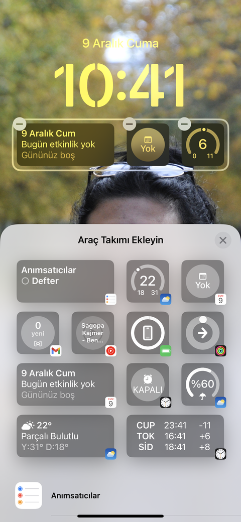 IOS 16 da kilit ekranı takvim göstermiyor