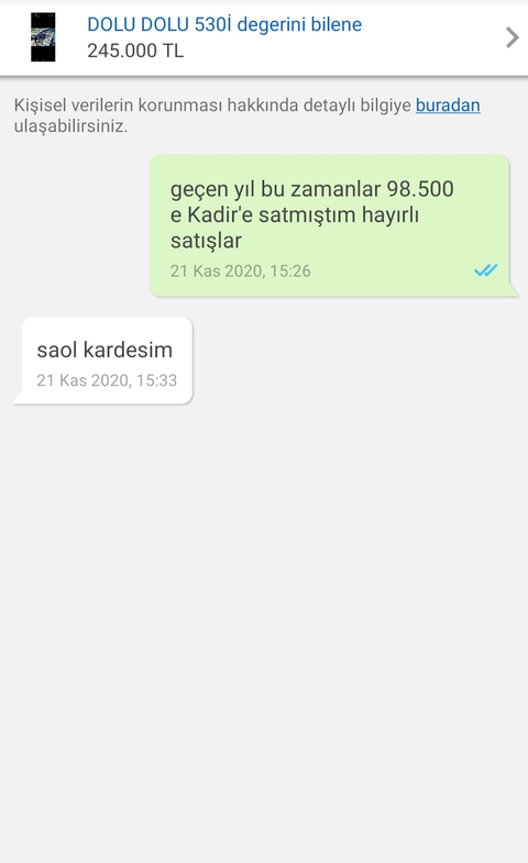 Geçen sene sattığım araba ilana girmiş.