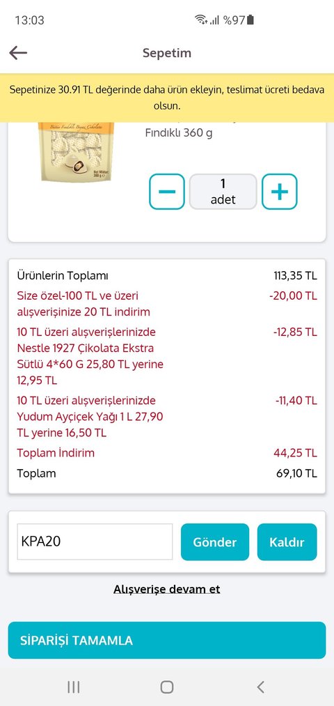 A101 Kapıda uygulaması 100/20 İndirim kodu(Tüm indirimler birleşiyor)