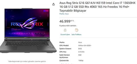 Asus Rog Strix G16 (2023) İşlemci Isınma Sorunu