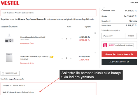 Beko kurutma makinesi kampanya, Vestel Ankastre eklendi benzer kampanya %50