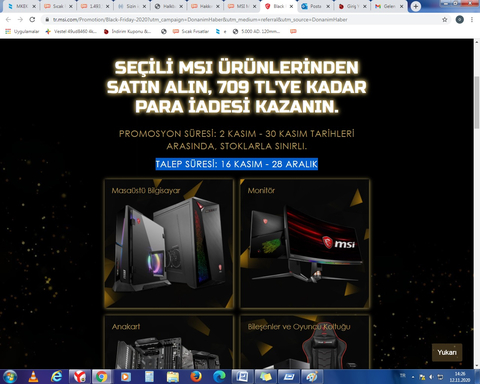 MSI MPG B550 Gaming Plus Anakart 1.275 TL (Geri ödeme, kupon vs ile 870 TL) )