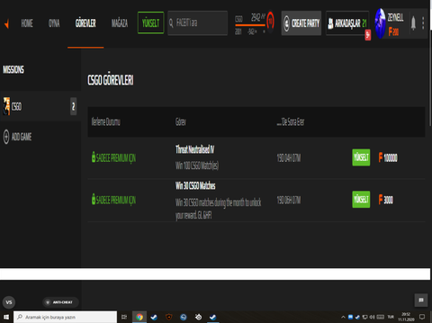 Satılık | Faceit 3k elo [100/100 görevli]