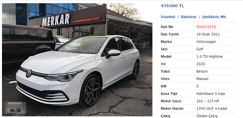 Golf 8 Sarı Sitede İlanda 459.000 Manuel !!!