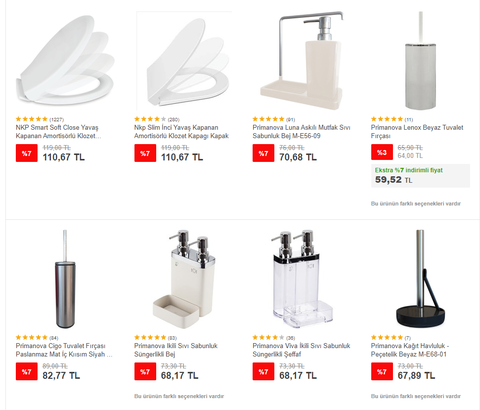 Banyo ve Mutfak Aksesuarları İndirimleri