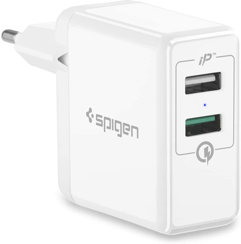 Spigen Essential 30W Hızlı Şarj Cihazı 2 Port USB Qualcomm 3.0 18W + iP (Intelligent Power Technolog