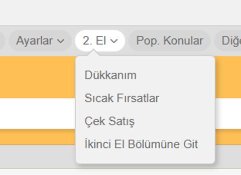 Üst Çubuktaki 2.El > İkinci El Bölümüne Git Tuşu Çalışmıyor