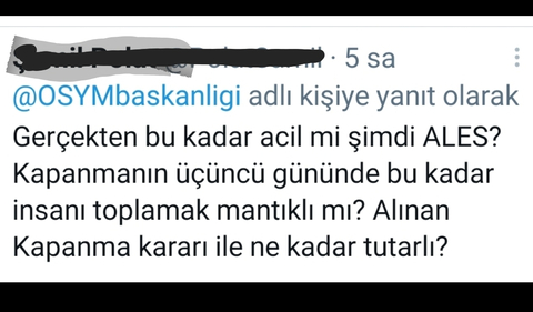 Tam kapanmada ÖSYM'nin  Ales ısrarı...