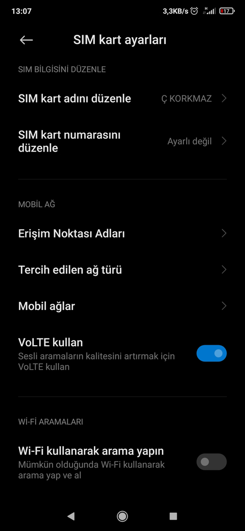 Mi9T VoWifi çalışmıyor 